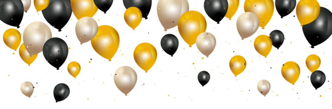 Ballons - Éléments vectoriels colorés éditables pour la fête et les célébrations diverses - Ballons qui s'envolent - Composition festive pour une fête d'enfant, anniversaire, événement, soirée
