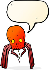 cartoon spooky skull spider with speech bubble