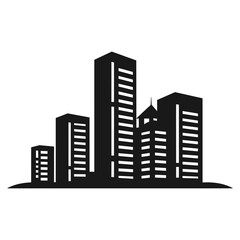 A City Building Silhouette vector isolated on a white background