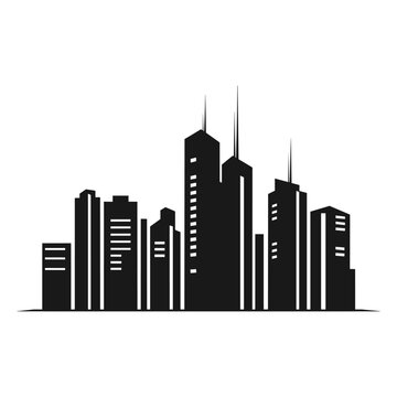 A City Building Silhouette vector art isolated on a white background