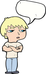 cartoon annoyed boy with speech bubble