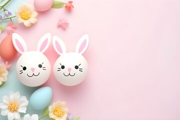 Festive pink Easter bunny in studio celebration generative ai