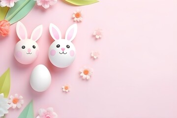 Festive pink Easter bunny in studio celebration generative ai