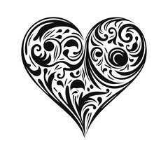 A Decorative love heart symbol clipart, A doodle heart vector isolated on a white background