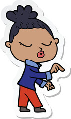 sticker of a cartoon calm woman