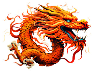 Chinese colorful dragon on transparent background