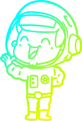 cold gradient line drawing of a happy cartoon astronaut