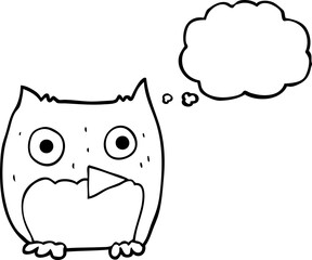 freehand drawn thought bubble cartoon owl