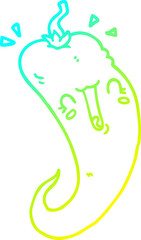 cold gradient line drawing of a cartoon chili pepper