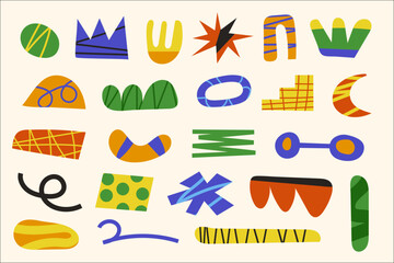 Playful doodle vector shapes set