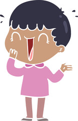 laughing flat color style cartoon man