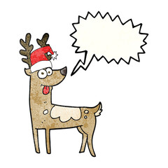 freehand speech bubble textured cartoon crazy reindeer