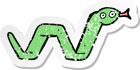 retro distressed sticker of a funny cartoon snake