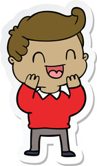 sticker of a cartoon happy man