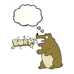 freehand drawn thought bubble cartoon bear