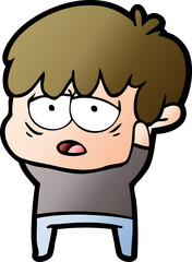 cartoon exhausted boy