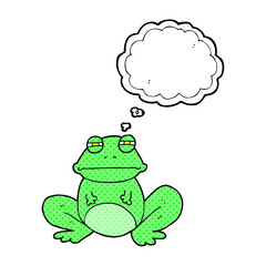 freehand drawn thought bubble cartoon frog