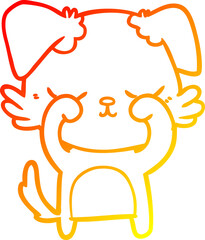 warm gradient line drawing of a cute cartoon dog
