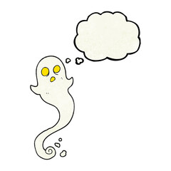 freehand drawn thought bubble textured cartoon halloween ghost