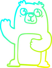 cold gradient line drawing of a cartoon black bear