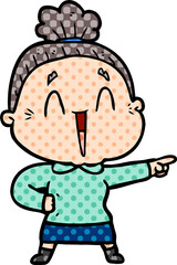 cartoon happy old lady