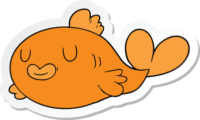 sticker of a happy cartoon fish