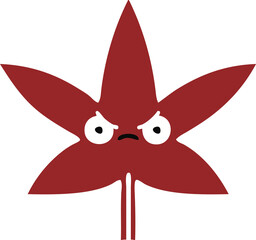 flat color retro cartoon of a autumnal leaf