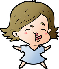 cartoon girl pulling face