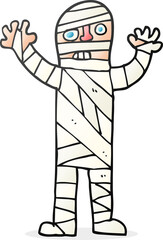 freehand drawn cartoon bandaged mummy