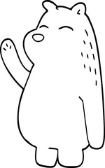 line drawing cartoon bear waving