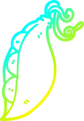 cold gradient line drawing of a cartoon peas in pod
