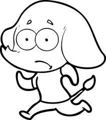 cartoon unsure elephant running away