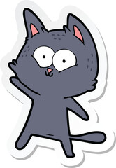 sticker of a cartoon cat waving