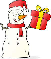 freehand drawn cartoon snowman