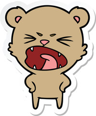 sticker of a angry cartoon bear