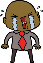 cartoon crying bald man