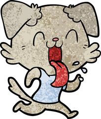 cartoon panting dog running