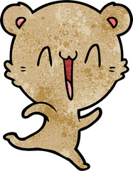 happy bear running cartoon