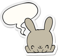 cartoon rabbit with speech bubble sticker