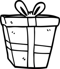 line drawing cartoon gift wrapped present