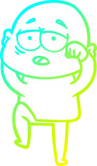 Obraz premium cold gradient line drawing of a cartoon tired bald man