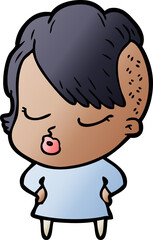 Fototapeta premium cartoon pretty hipster girl