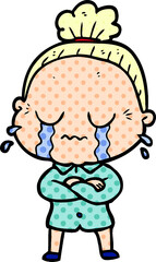 cartoon crying old lady
