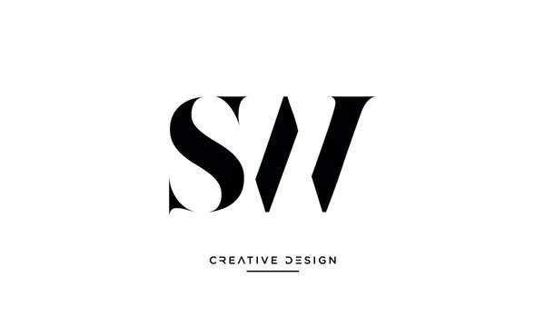 Alphabet letters SW or WS logo monogram