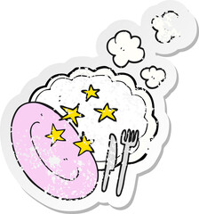 retro distressed sticker of a cartoon clean plate