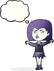 cartoon vampire girl with thought bubble