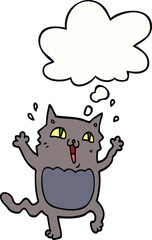 cartoon crazy excited cat with thought bubble