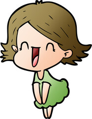 cartoon happy woman