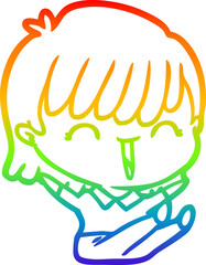 rainbow gradient line drawing of a cartoon woman