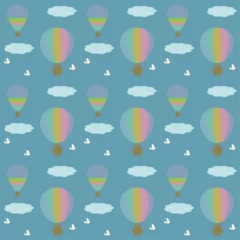Stickers pour porte Montgolfière seamless pattern with balloons